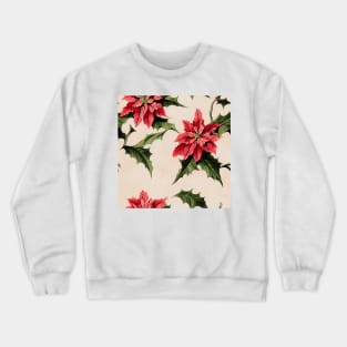 Vintage Florals Christmas Poinsettia Watercolor Crewneck Sweatshirt